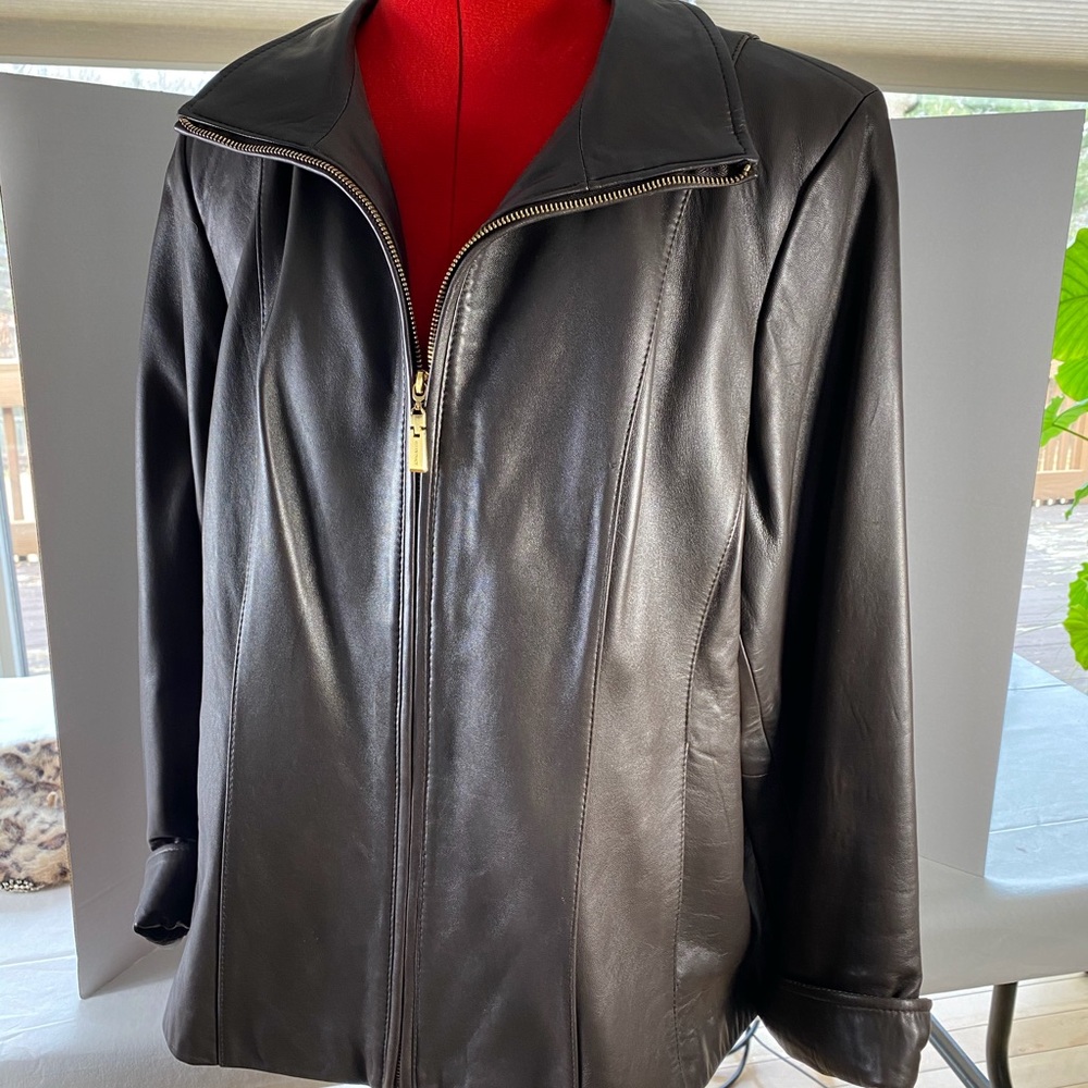 Ellen Tracy Lux Brown Leather Jacket